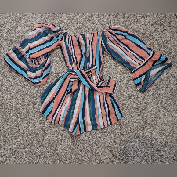 💘 Lost + Wander Santorini Off the Shoulder Romper S - Picture 6 of 9